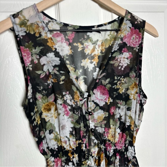 POETRY Medium Sheer Maxi Duster Chic Floral Tank  Summer Beach Bohemian Romantic - Picture 6 of 15